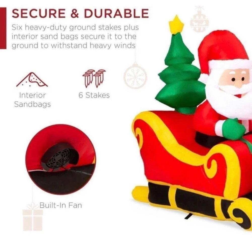 8.5ft Holiday Santa & Reindeer Airblown Inflatable